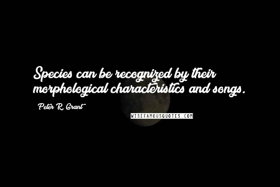 Peter R. Grant Quotes: Species can be recognized by their morphological characteristics and songs.