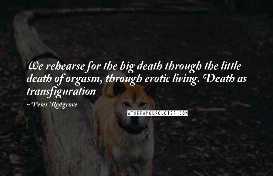 Peter Redgrove Quotes: We rehearse for the big death through the little death of orgasm, through erotic living. Death as transfiguration