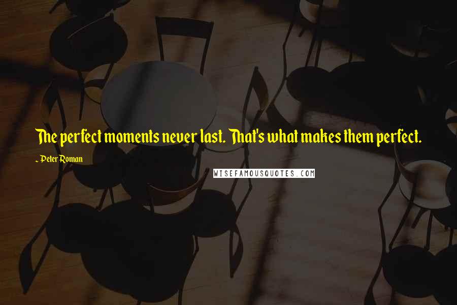 Peter Roman Quotes: The perfect moments never last. That's what makes them perfect.