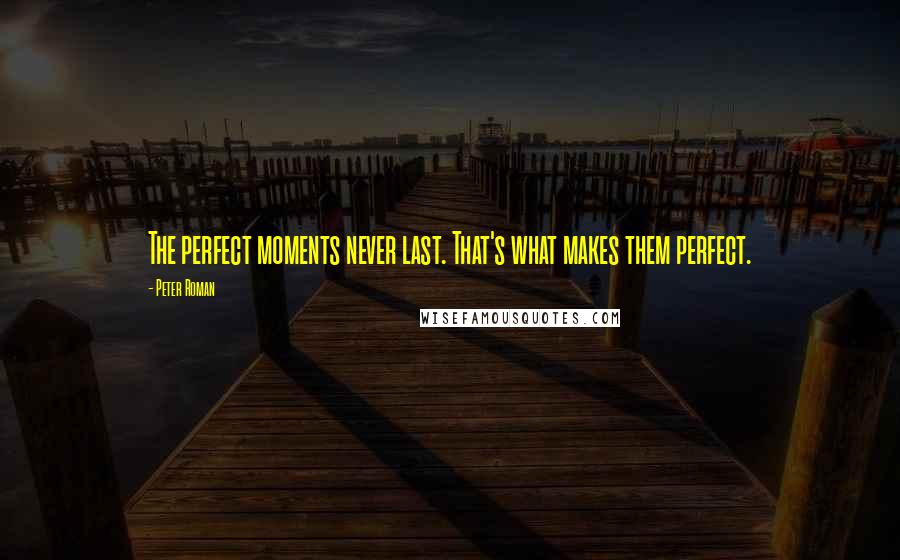 Peter Roman Quotes: The perfect moments never last. That's what makes them perfect.