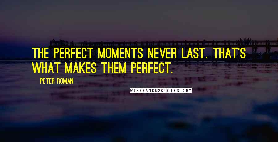 Peter Roman Quotes: The perfect moments never last. That's what makes them perfect.