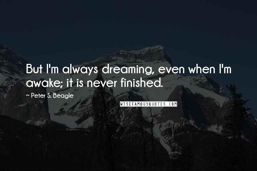 Peter S. Beagle Quotes: But I'm always dreaming, even when I'm awake; it is never finished.