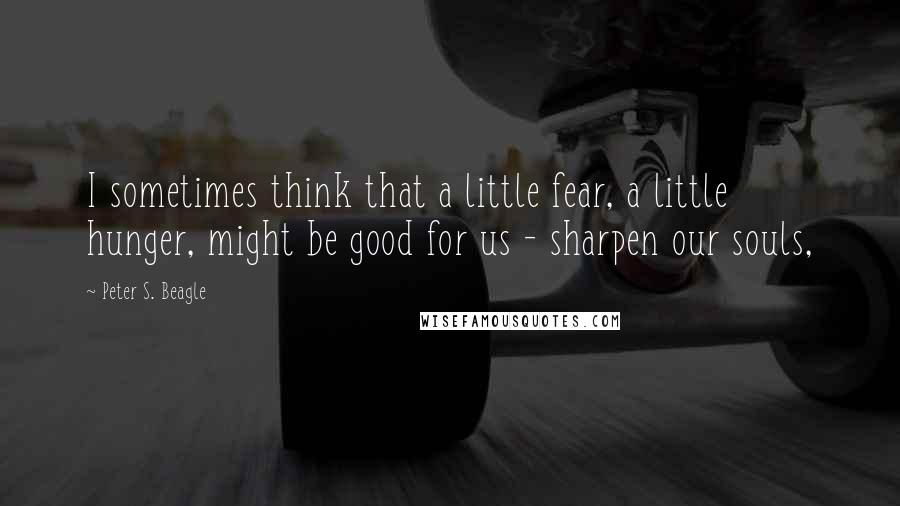 Peter S. Beagle Quotes: I sometimes think that a little fear, a little hunger, might be good for us - sharpen our souls,