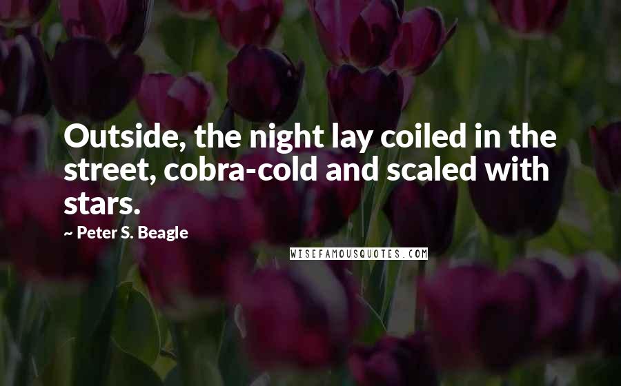 Peter S. Beagle Quotes: Outside, the night lay coiled in the street, cobra-cold and scaled with stars.