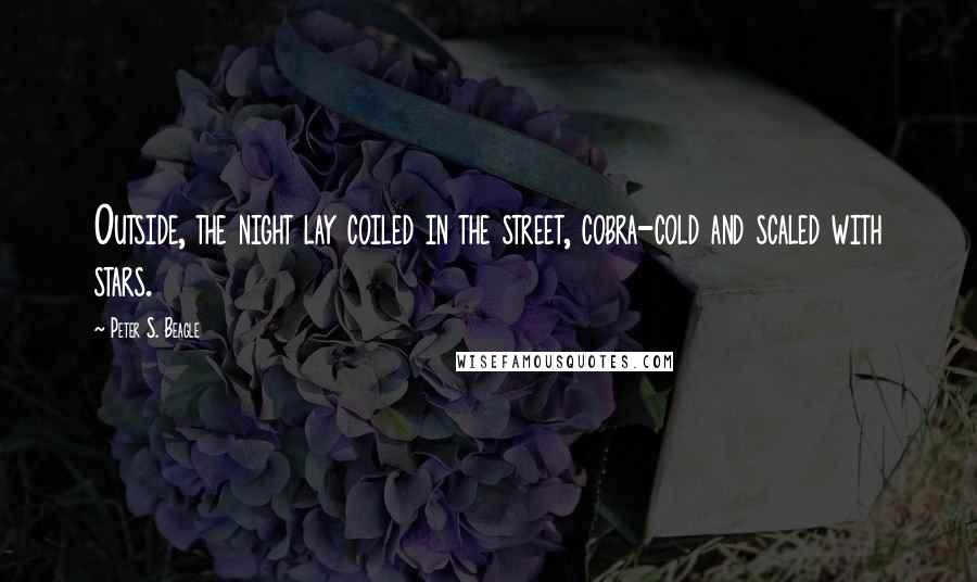 Peter S. Beagle Quotes: Outside, the night lay coiled in the street, cobra-cold and scaled with stars.