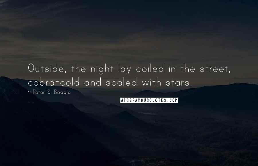 Peter S. Beagle Quotes: Outside, the night lay coiled in the street, cobra-cold and scaled with stars.