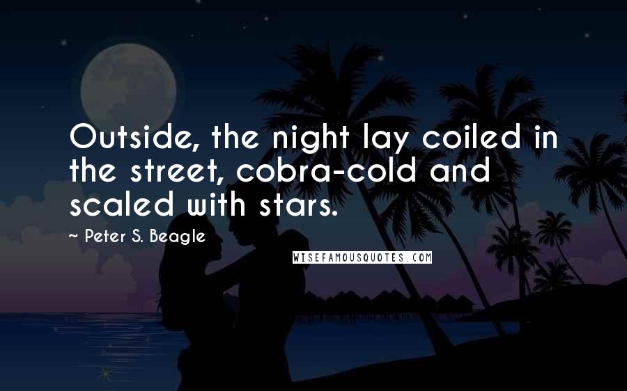 Peter S. Beagle Quotes: Outside, the night lay coiled in the street, cobra-cold and scaled with stars.