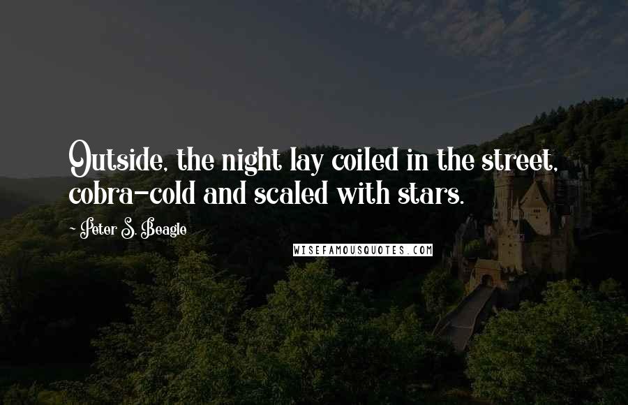 Peter S. Beagle Quotes: Outside, the night lay coiled in the street, cobra-cold and scaled with stars.