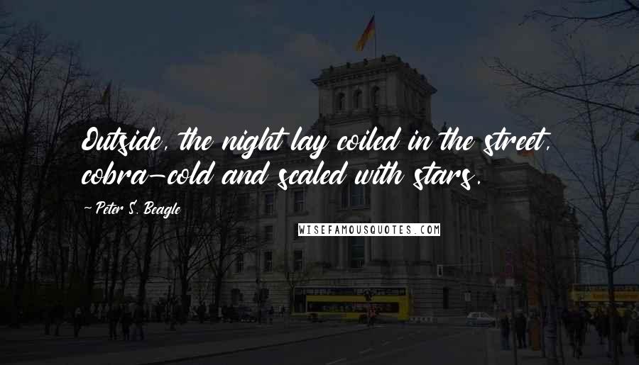 Peter S. Beagle Quotes: Outside, the night lay coiled in the street, cobra-cold and scaled with stars.