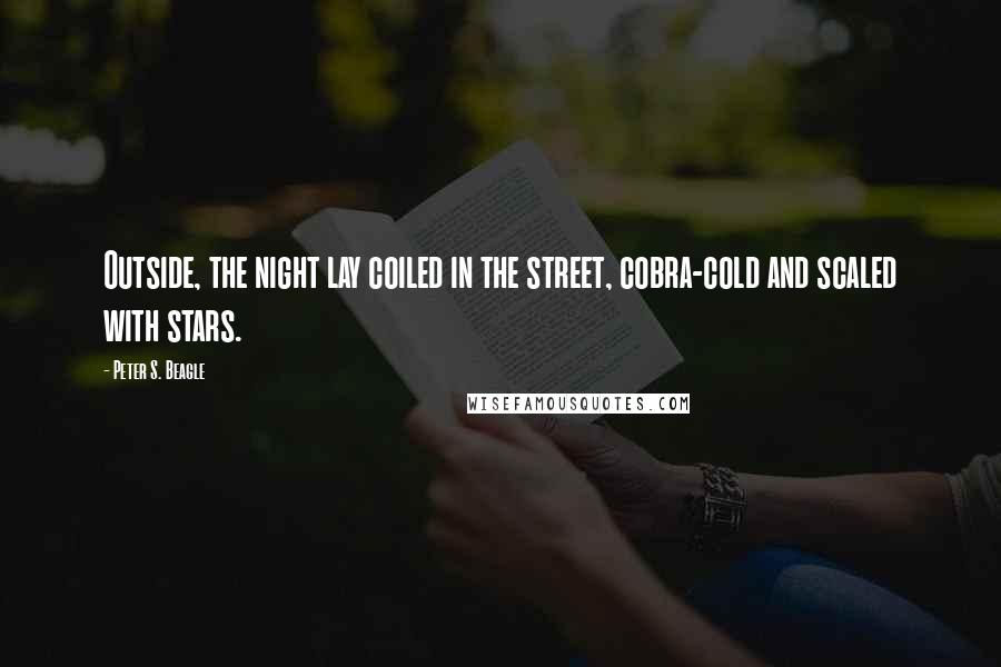 Peter S. Beagle Quotes: Outside, the night lay coiled in the street, cobra-cold and scaled with stars.