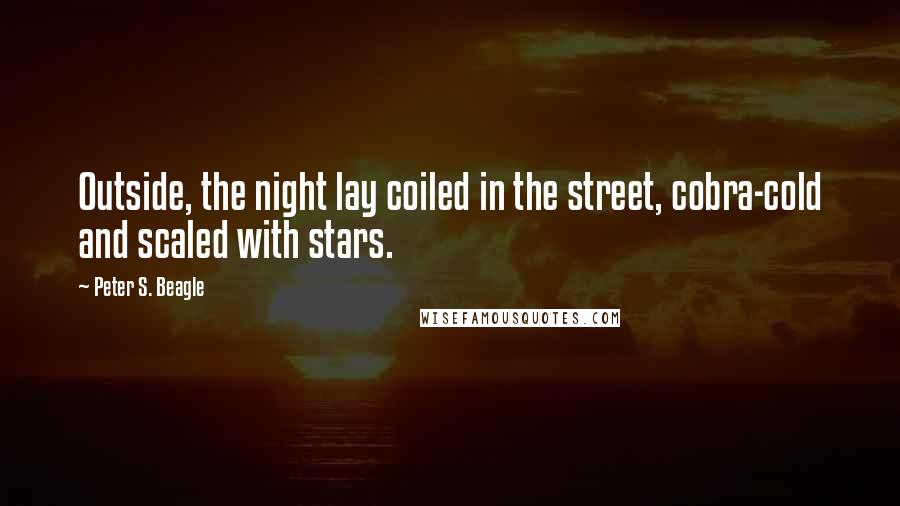 Peter S. Beagle Quotes: Outside, the night lay coiled in the street, cobra-cold and scaled with stars.