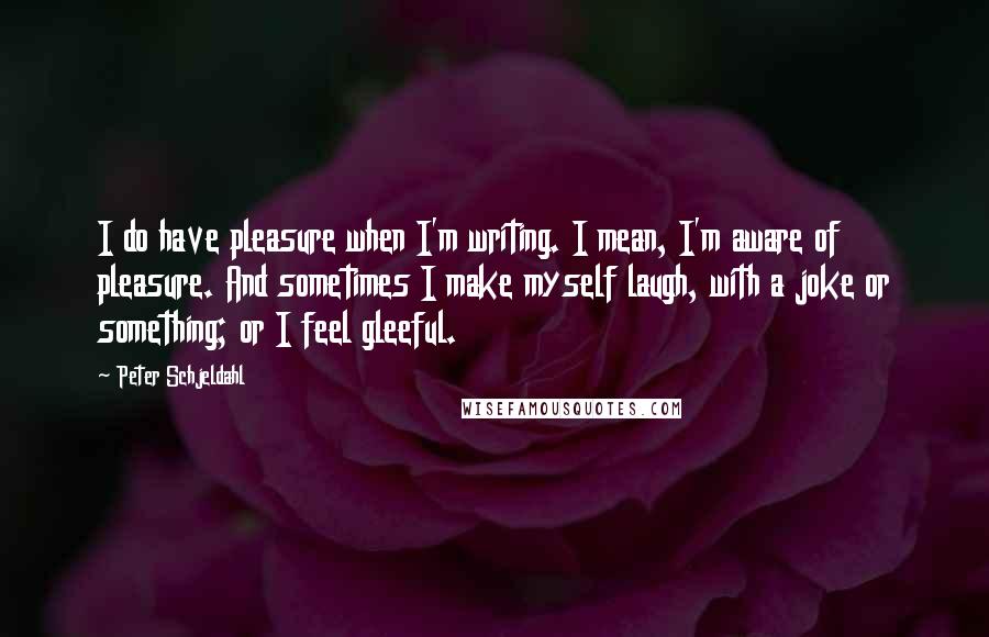 Peter Schjeldahl Quotes: I do have pleasure when I'm writing. I mean, I'm aware of pleasure. And sometimes I make myself laugh, with a joke or something; or I feel gleeful.