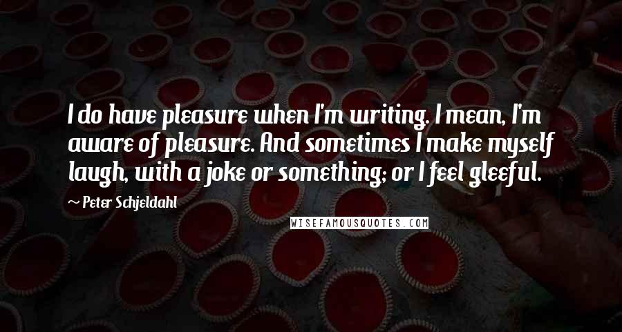 Peter Schjeldahl Quotes: I do have pleasure when I'm writing. I mean, I'm aware of pleasure. And sometimes I make myself laugh, with a joke or something; or I feel gleeful.