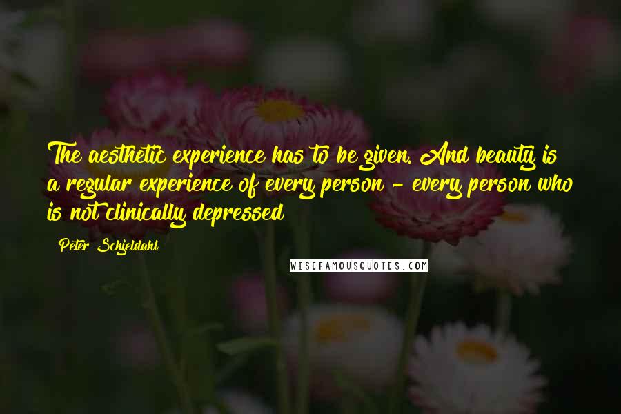 Peter Schjeldahl Quotes: The aesthetic experience has to be given. And beauty is a regular experience of every person - every person who is not clinically depressed!