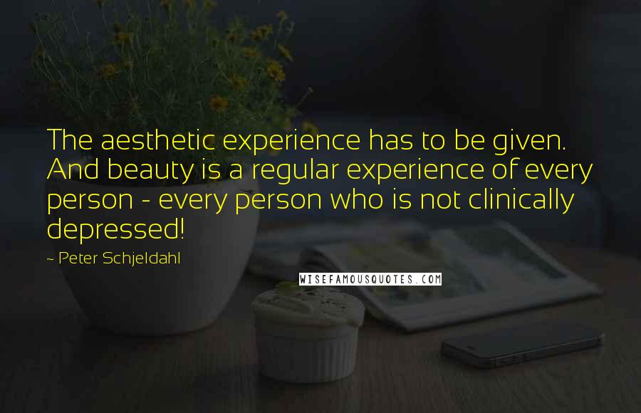 Peter Schjeldahl Quotes: The aesthetic experience has to be given. And beauty is a regular experience of every person - every person who is not clinically depressed!