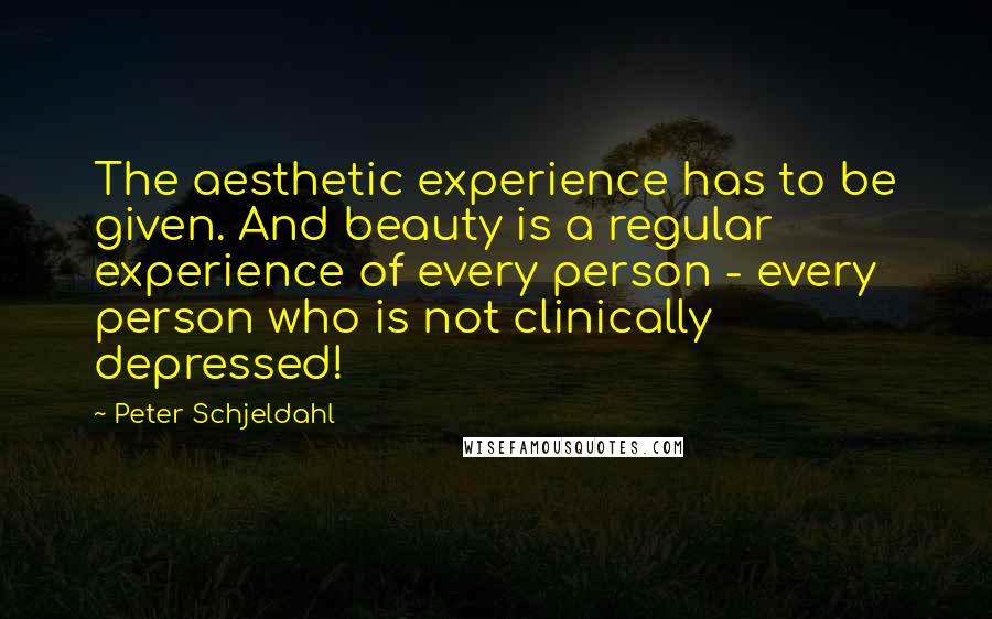 Peter Schjeldahl Quotes: The aesthetic experience has to be given. And beauty is a regular experience of every person - every person who is not clinically depressed!