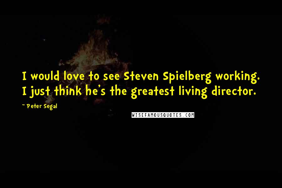 Peter Segal Quotes: I would love to see Steven Spielberg working. I just think he's the greatest living director.