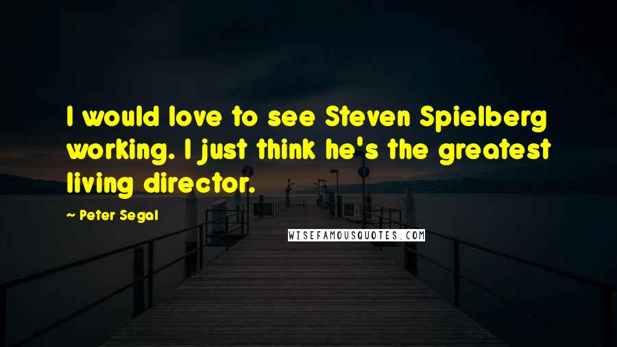 Peter Segal Quotes: I would love to see Steven Spielberg working. I just think he's the greatest living director.