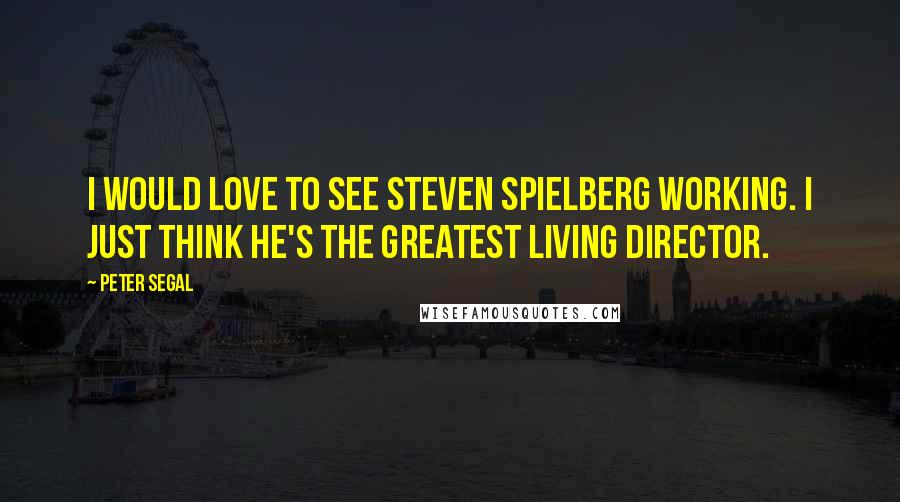 Peter Segal Quotes: I would love to see Steven Spielberg working. I just think he's the greatest living director.