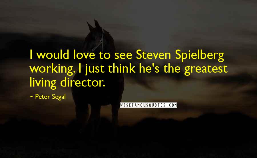 Peter Segal Quotes: I would love to see Steven Spielberg working. I just think he's the greatest living director.