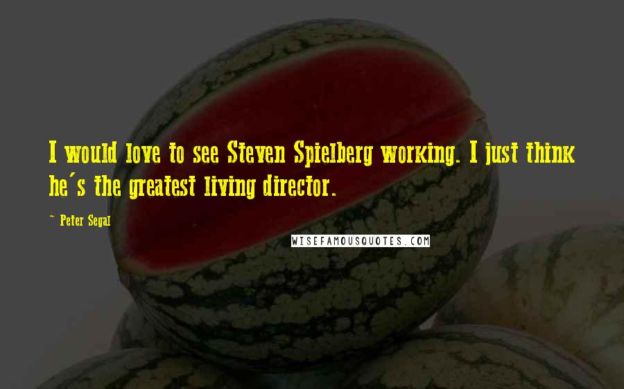 Peter Segal Quotes: I would love to see Steven Spielberg working. I just think he's the greatest living director.