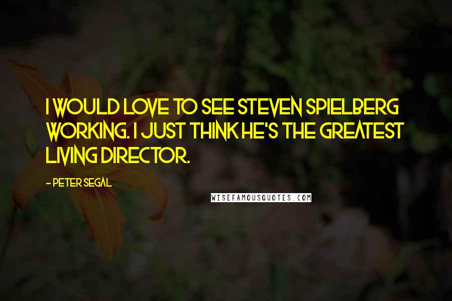 Peter Segal Quotes: I would love to see Steven Spielberg working. I just think he's the greatest living director.