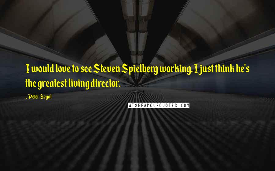 Peter Segal Quotes: I would love to see Steven Spielberg working. I just think he's the greatest living director.