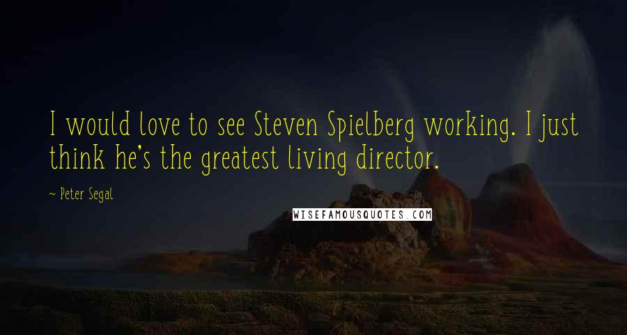 Peter Segal Quotes: I would love to see Steven Spielberg working. I just think he's the greatest living director.