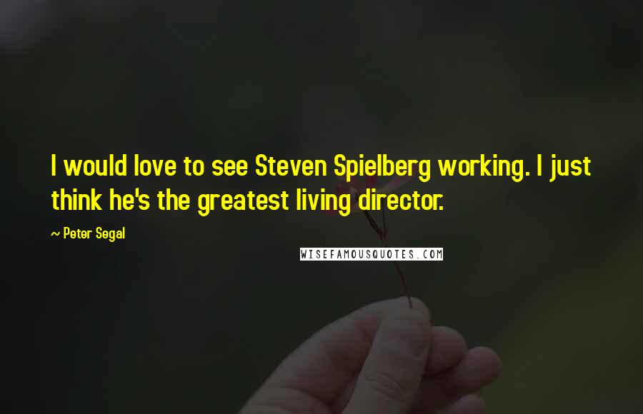 Peter Segal Quotes: I would love to see Steven Spielberg working. I just think he's the greatest living director.