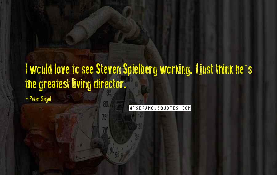 Peter Segal Quotes: I would love to see Steven Spielberg working. I just think he's the greatest living director.