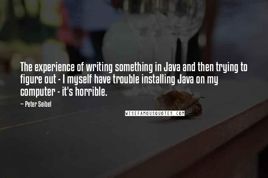 Peter Seibel Quotes: The experience of writing something in Java and then trying to figure out - I myself have trouble installing Java on my computer - it's horrible.