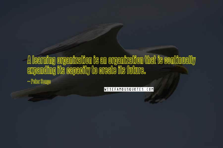 Peter Senge Quotes: A learning organization is an organization that is continually expanding its capacity to create its future.