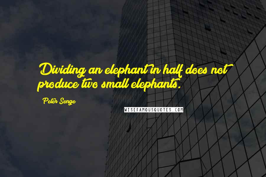 Peter Senge Quotes: Dividing an elephant in half does not produce two small elephants.