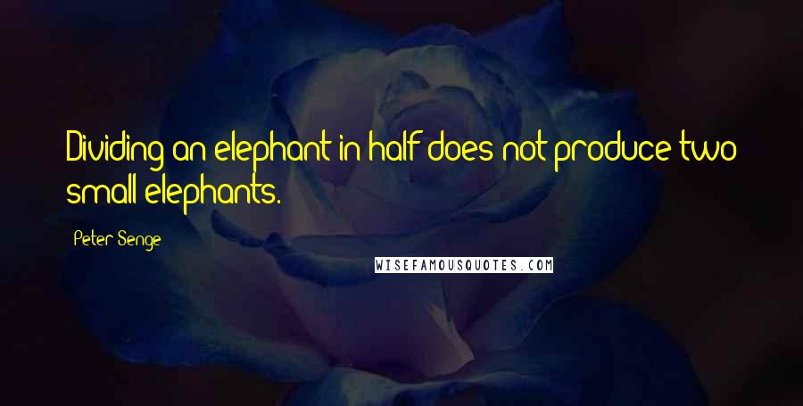 Peter Senge Quotes: Dividing an elephant in half does not produce two small elephants.