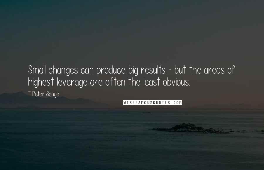 Peter Senge Quotes: Small changes can produce big results - but the areas of highest leverage are often the least obvious.