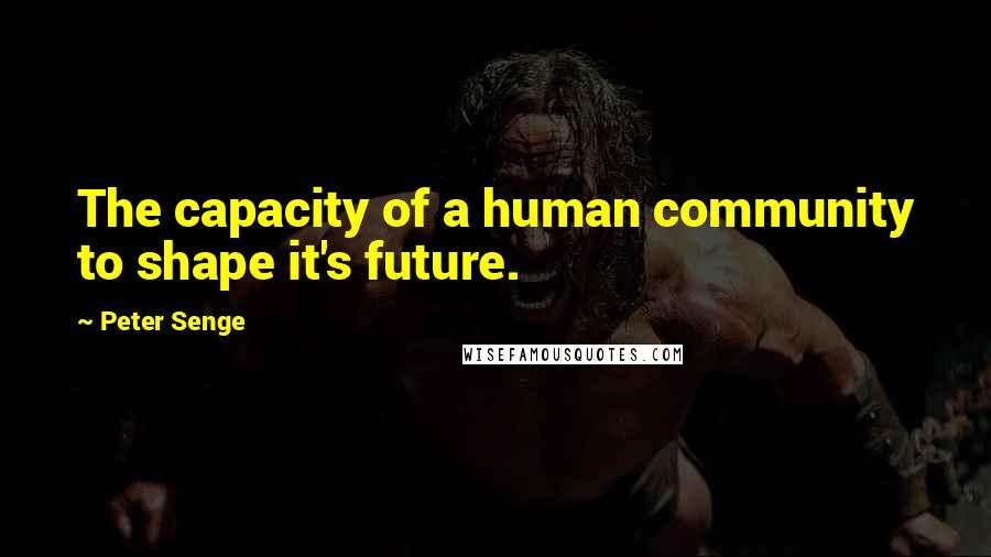 Peter Senge Quotes: The capacity of a human community to shape it's future.