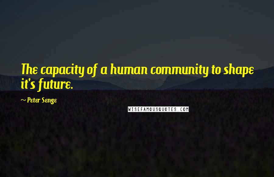 Peter Senge Quotes: The capacity of a human community to shape it's future.