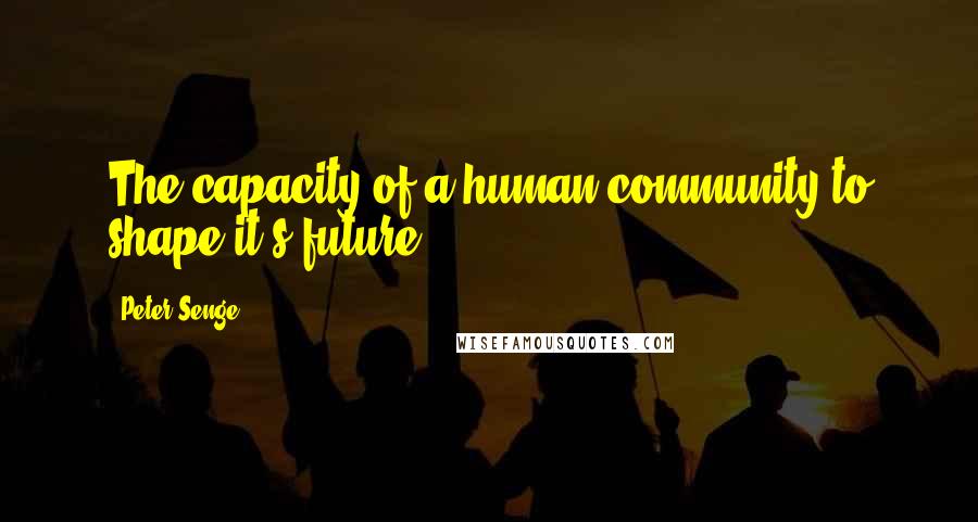 Peter Senge Quotes: The capacity of a human community to shape it's future.