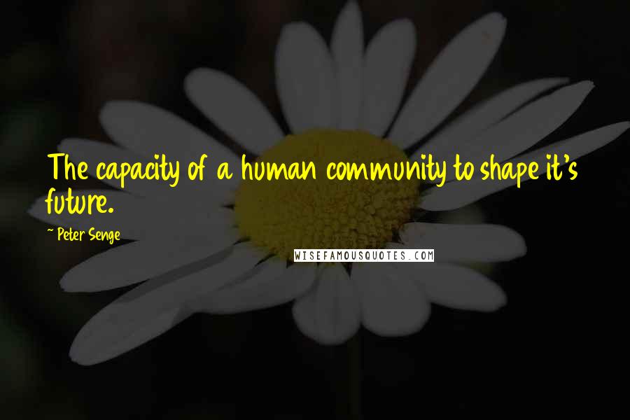 Peter Senge Quotes: The capacity of a human community to shape it's future.