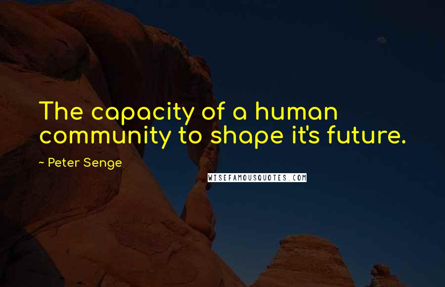 Peter Senge Quotes: The capacity of a human community to shape it's future.