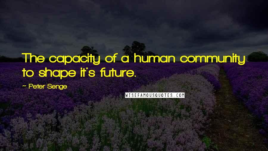 Peter Senge Quotes: The capacity of a human community to shape it's future.