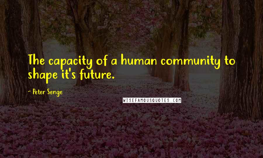 Peter Senge Quotes: The capacity of a human community to shape it's future.