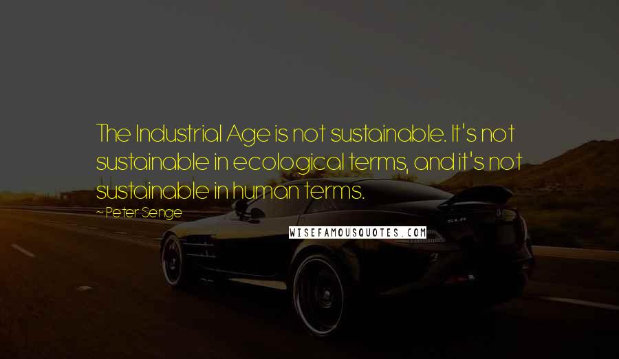 Peter Senge Quotes: The Industrial Age is not sustainable. It's not sustainable in ecological terms, and it's not sustainable in human terms.