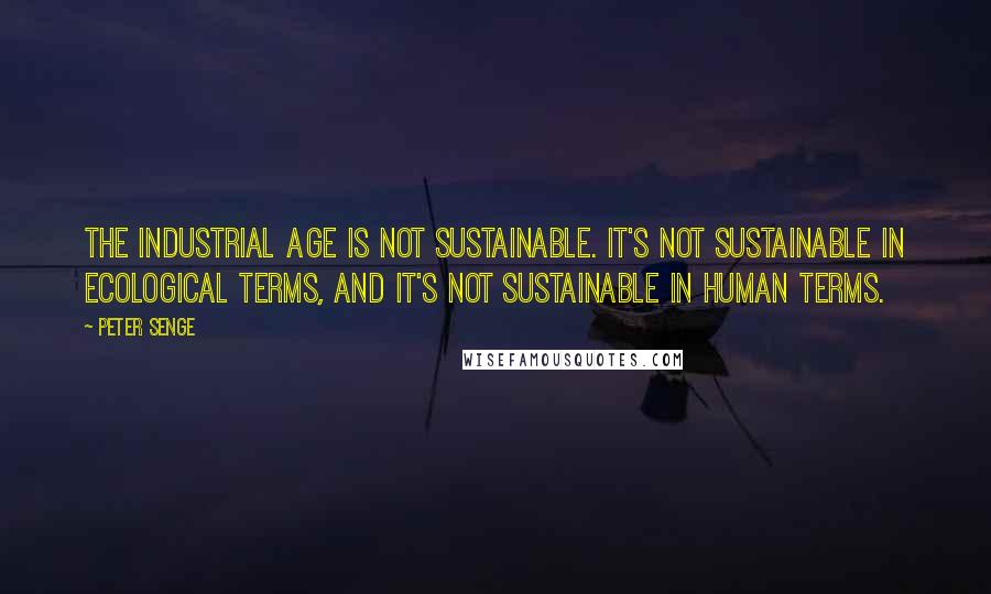 Peter Senge Quotes: The Industrial Age is not sustainable. It's not sustainable in ecological terms, and it's not sustainable in human terms.