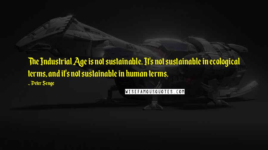 Peter Senge Quotes: The Industrial Age is not sustainable. It's not sustainable in ecological terms, and it's not sustainable in human terms.