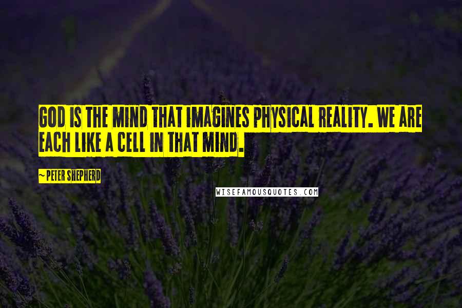 Peter Shepherd Quotes: God is the mind that imagines physical reality. We are each like a cell in that mind.