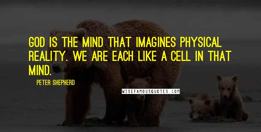 Peter Shepherd Quotes: God is the mind that imagines physical reality. We are each like a cell in that mind.