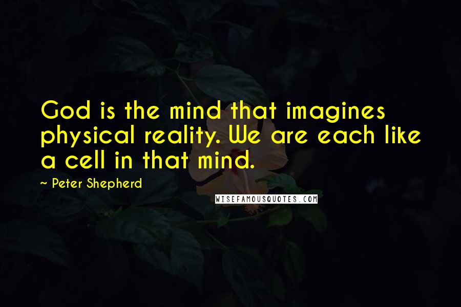 Peter Shepherd Quotes: God is the mind that imagines physical reality. We are each like a cell in that mind.