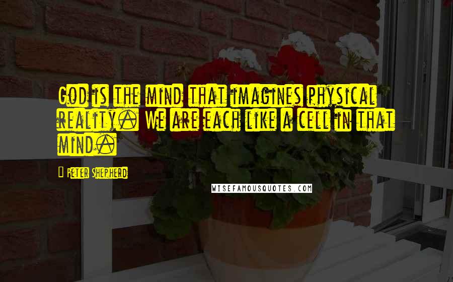 Peter Shepherd Quotes: God is the mind that imagines physical reality. We are each like a cell in that mind.