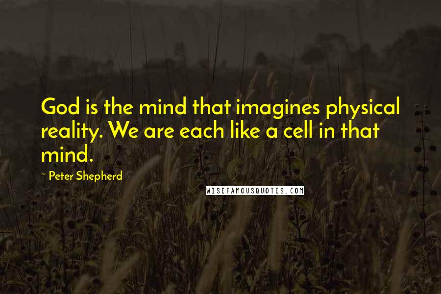 Peter Shepherd Quotes: God is the mind that imagines physical reality. We are each like a cell in that mind.